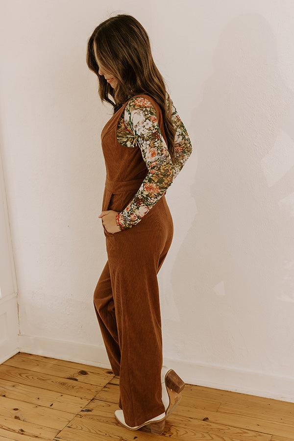 Falling For You Corduroy Jumpsuit in Mocha Product Image