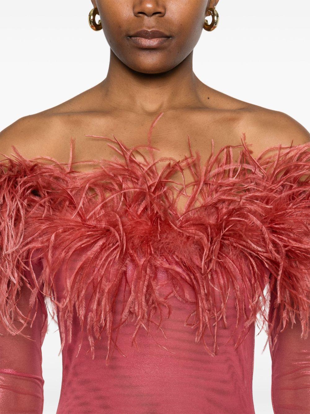 feather-trim mini dress  Product Image