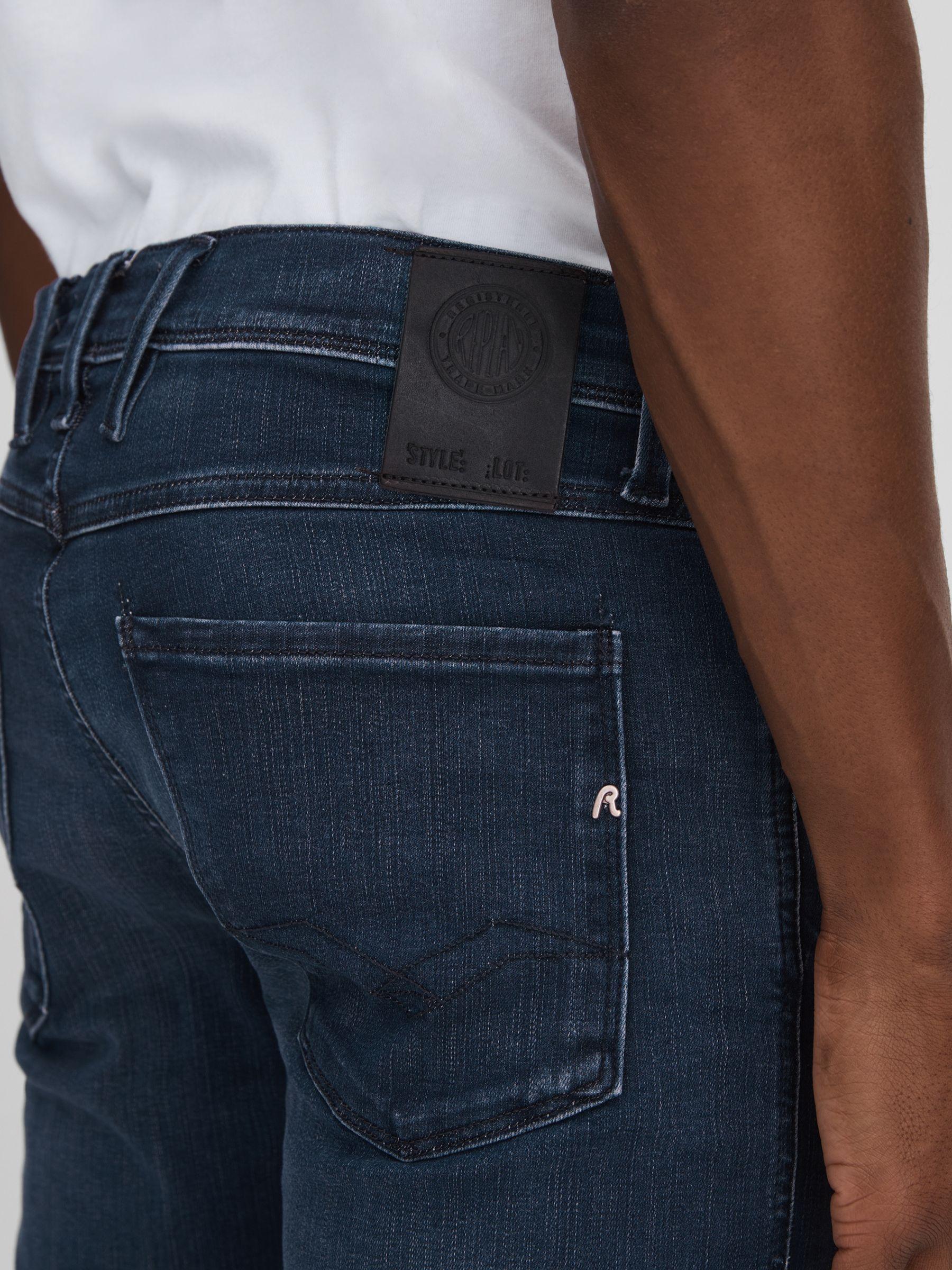 Slim Fit Washed Jeans in Dark Blue Product Image