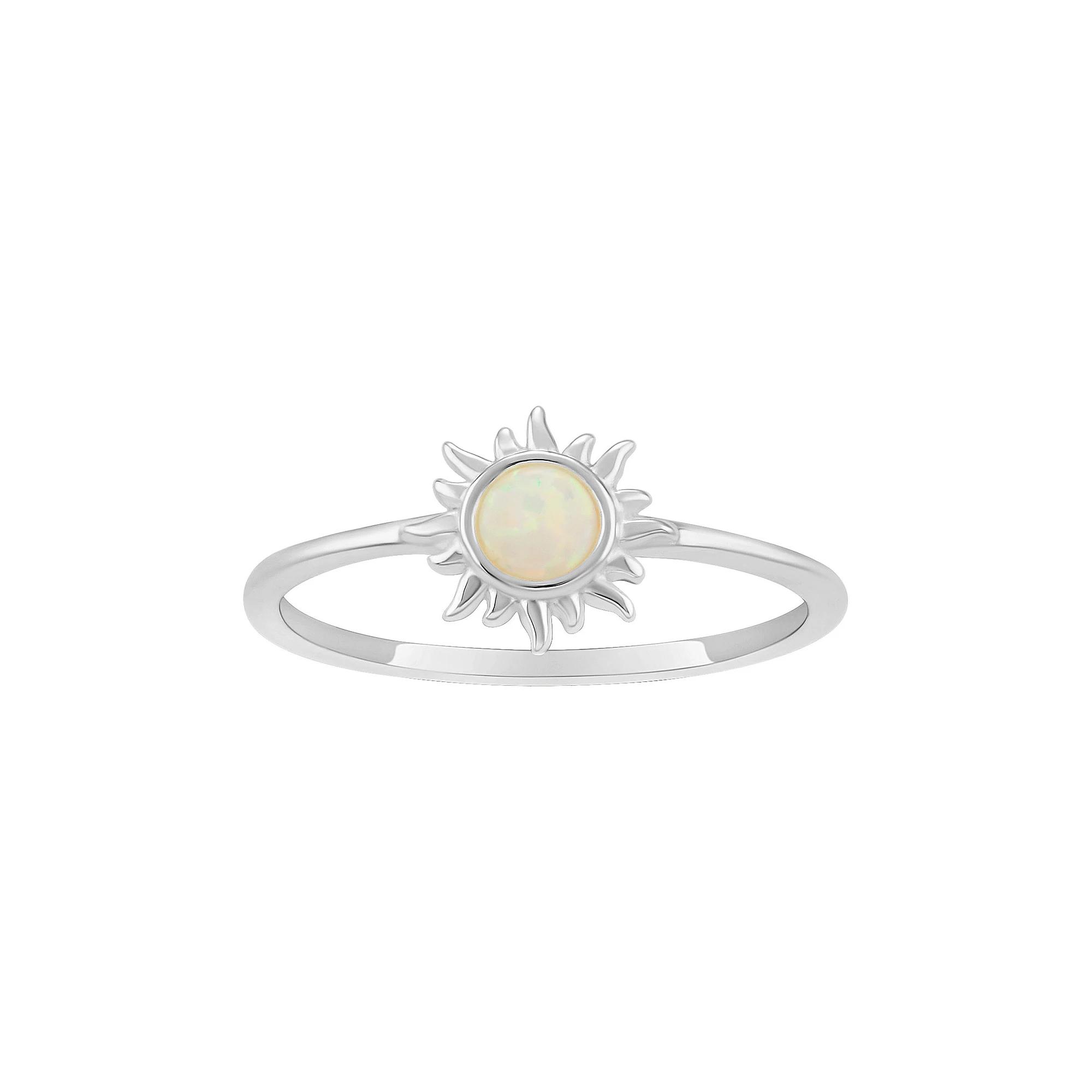 PRIMROSE Sterling Silver Opal Sun Ring, Women's, Size: 9, Sterling Silver White Product Image