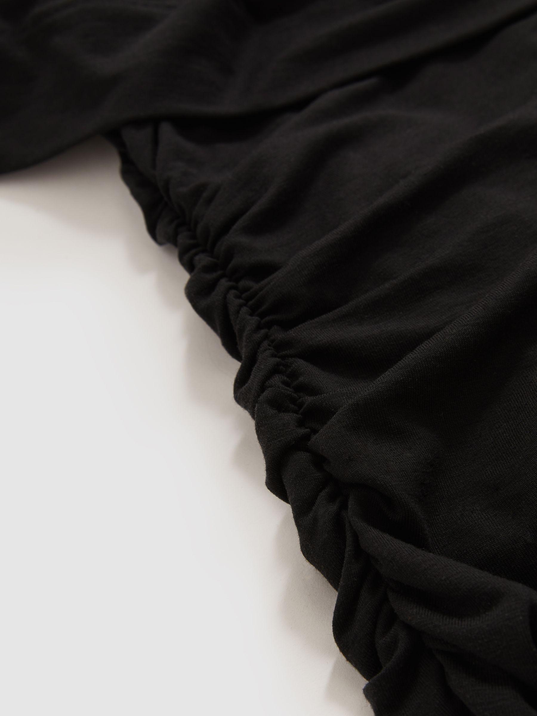Stretch Lyocell Ruched Midi Dress in Black Product Image