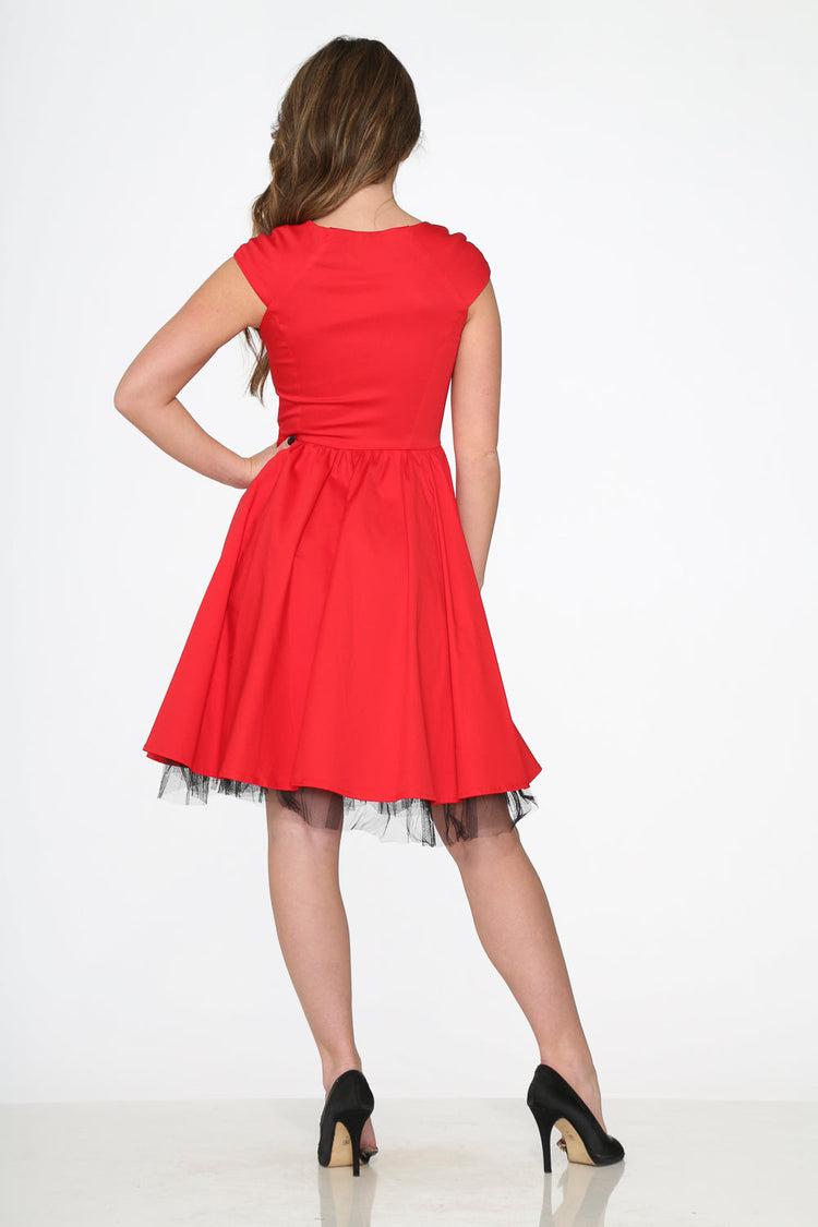 Red & Black Trim Swing Dress Product Image
