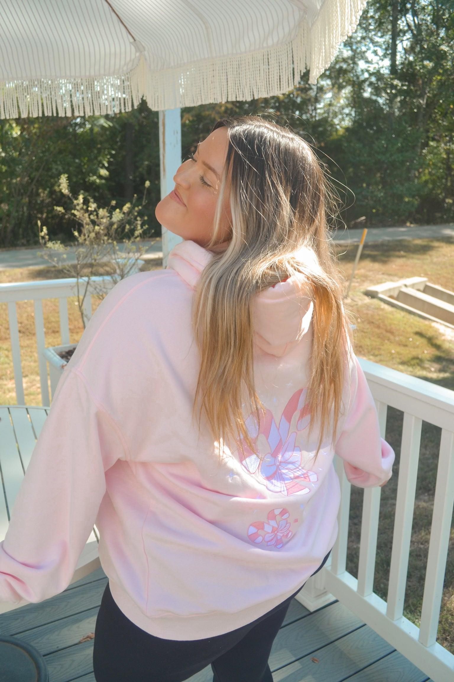 Light Pink Candy Cane Wonderland Hoodie Product Image