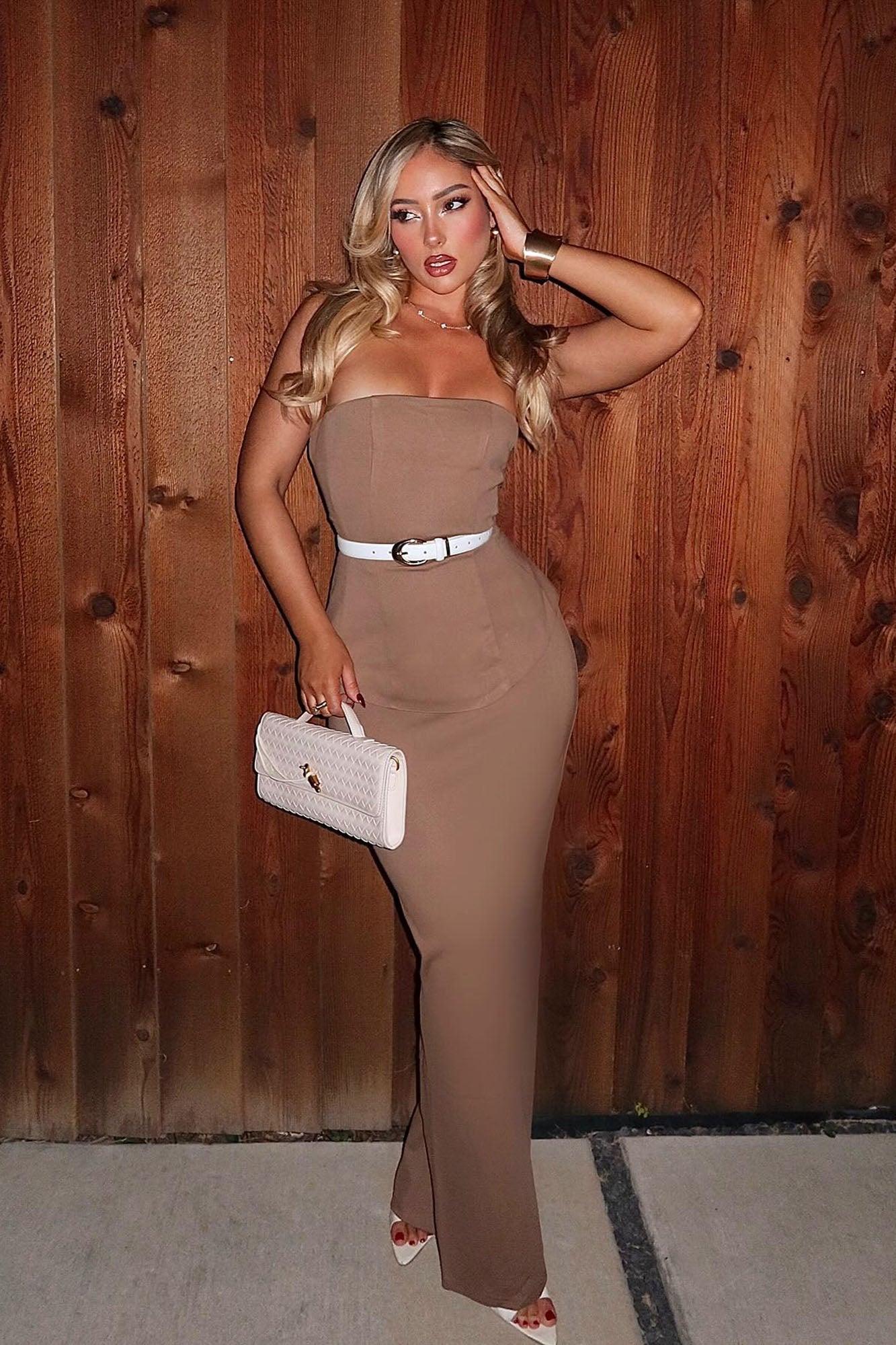 Meredith Strapless Maxi Dress - Mocha Product Image