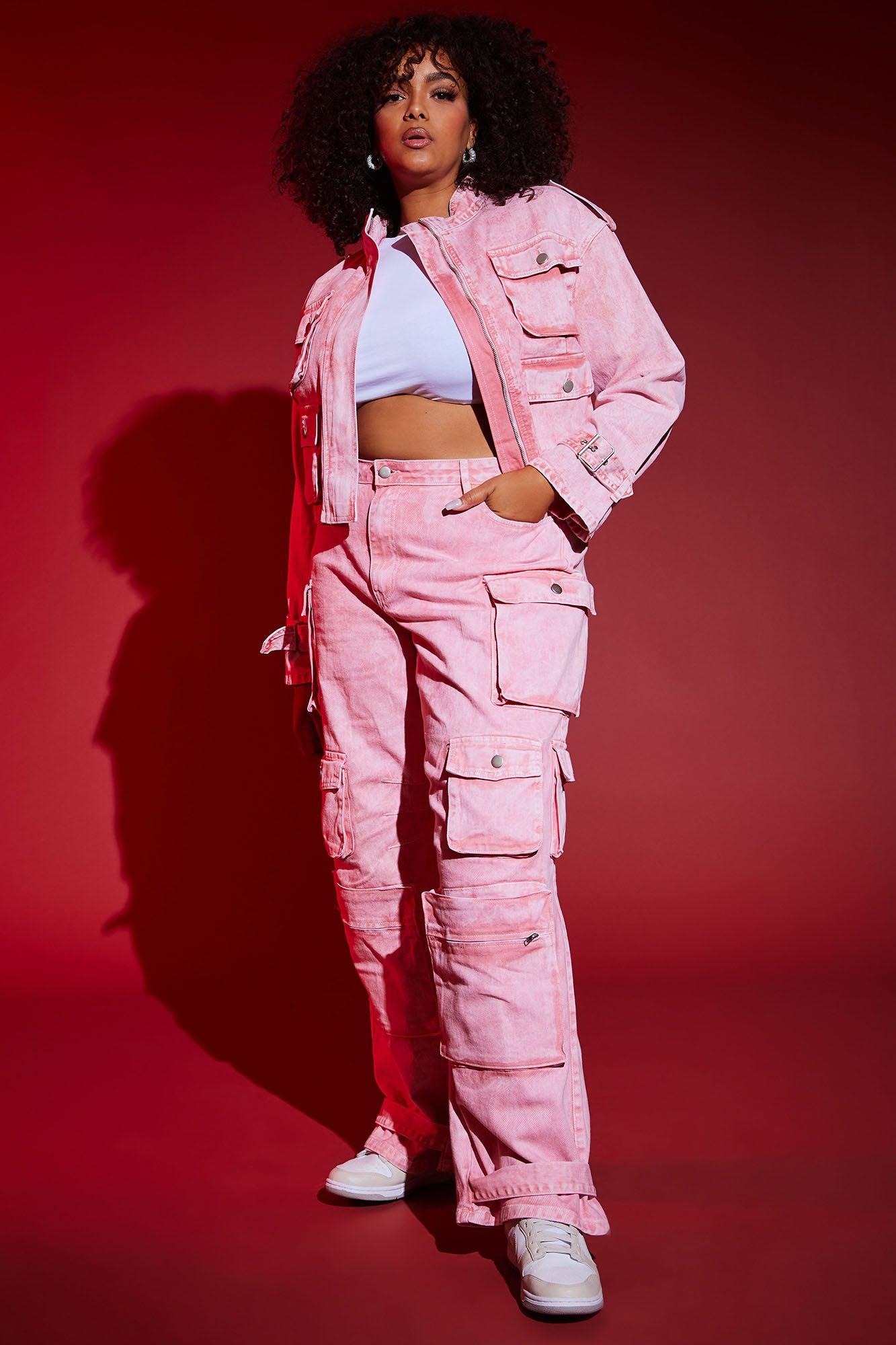 Billie Low Slung Cargo Jeans - Pink Product Image