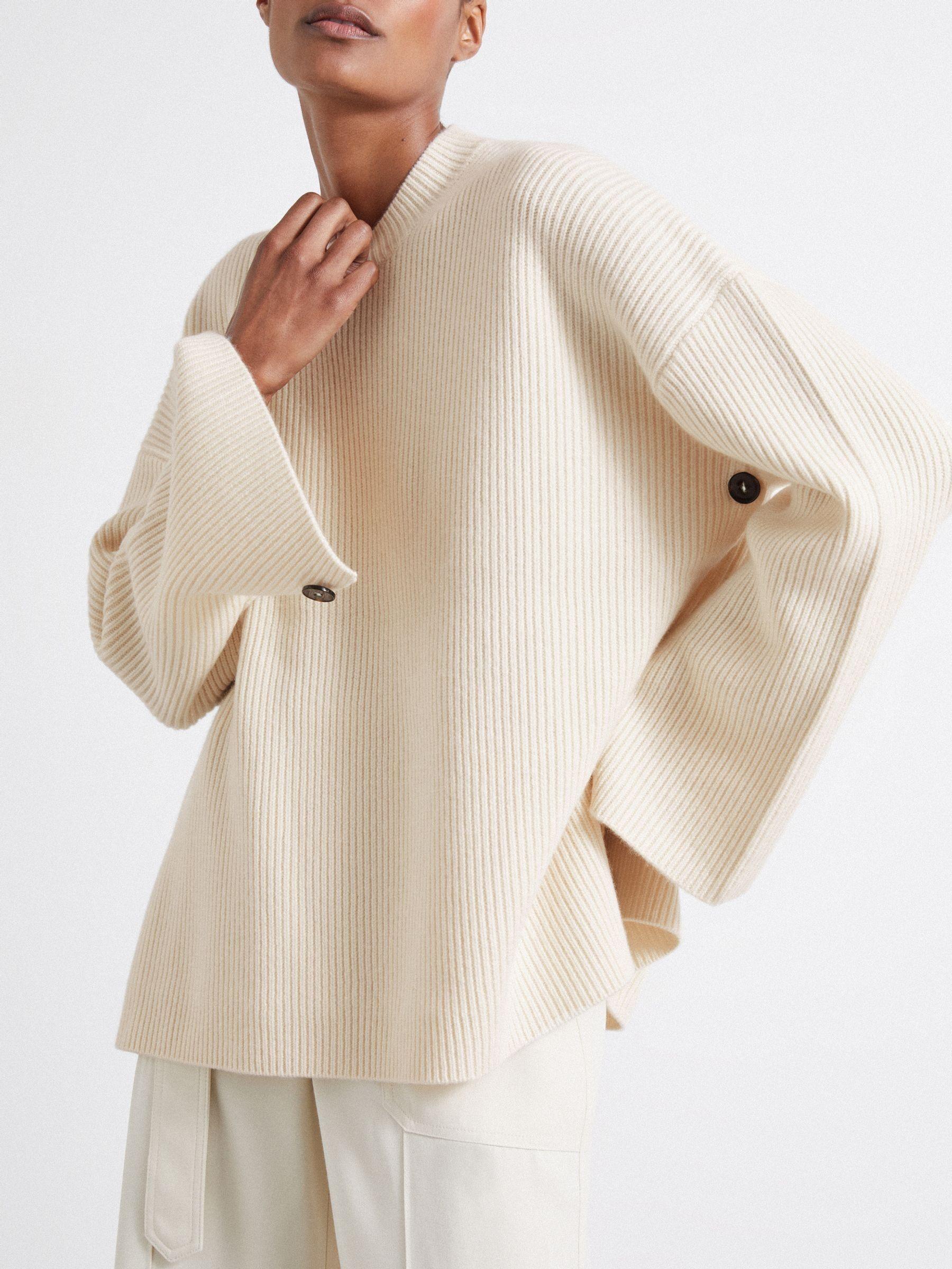 Atelier Buttoned Wool and Cashmere Jumper in Ivory Product Image