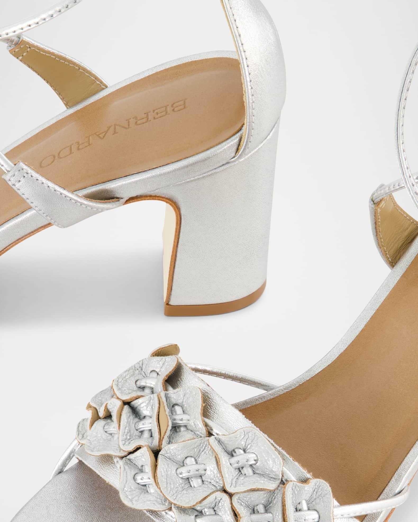 Metallic Floral Ankle-Wrap Sandals Product Image