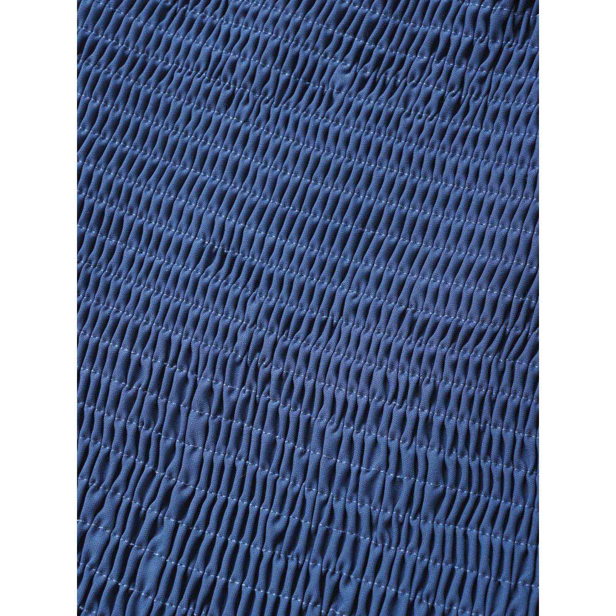 Plus Size Square Neck Shirred Lace Trim Slit Hem Dress DarkBlue Women Elegant Woven ribbon&lace trim Square Neck Short sleeve Curvy BloomChic 26/4X Product Image