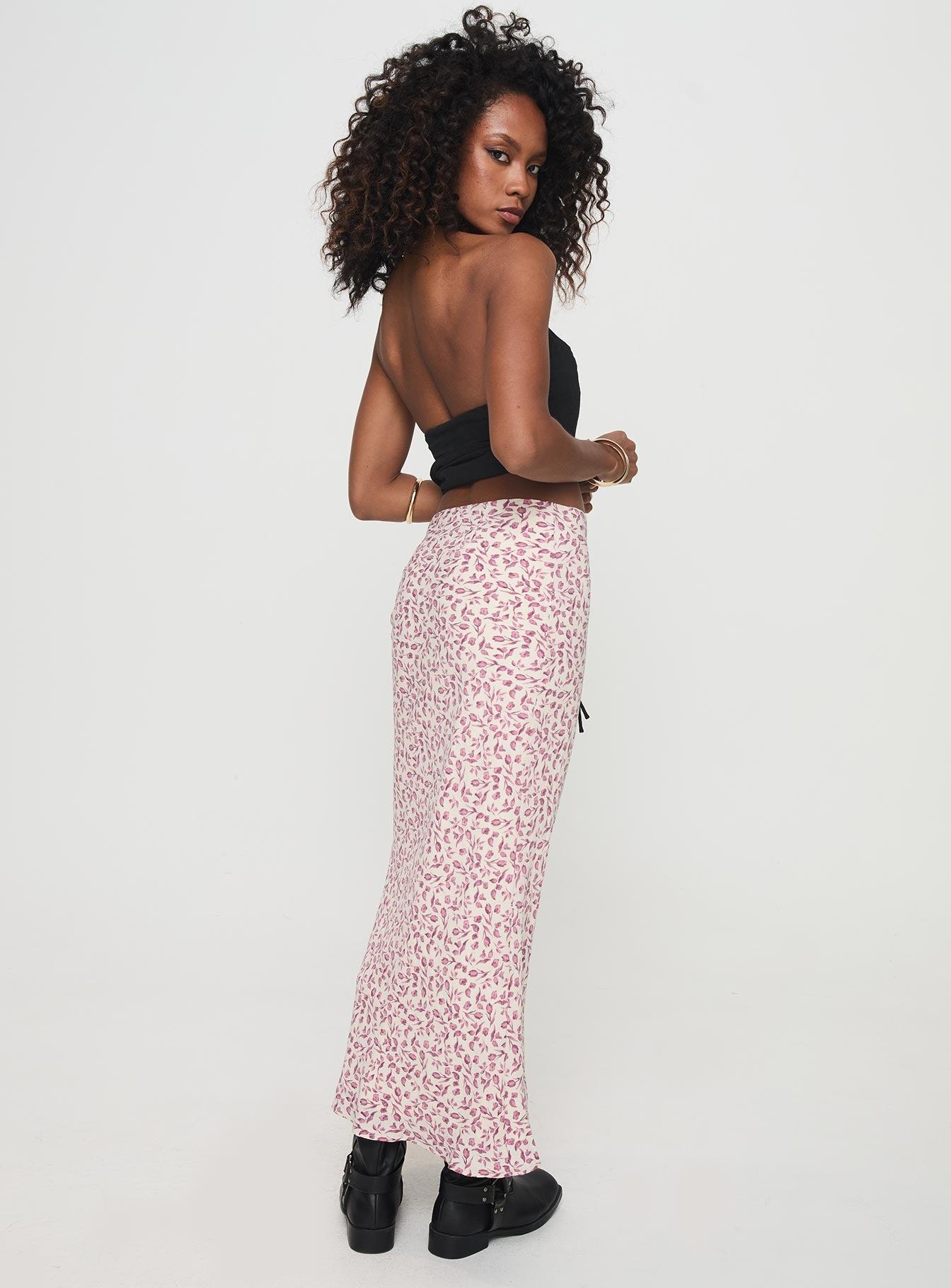 Mariposa Maxi Skirt Beige Floral Product Image