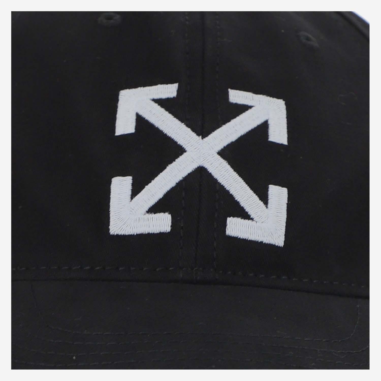 OFF-WHITE Arrow Brand-embroidered Cotton-twill Baseball Cap In Black White Product Image