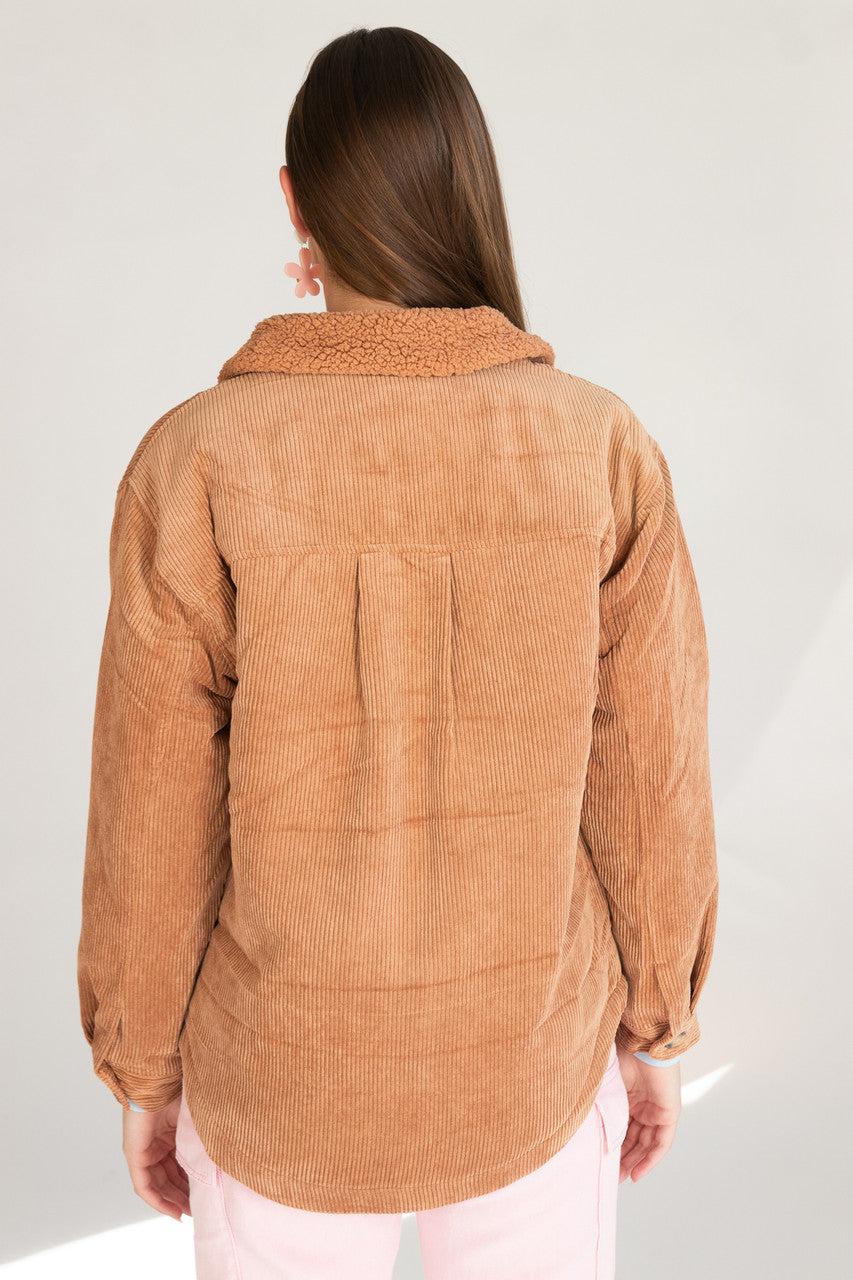Sherpa Trim Corduroy Shacket Product Image