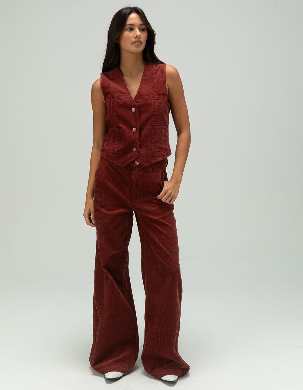 WRANGLER High Rise Trouser Corduroy Womens Jeans - RUST Product Image