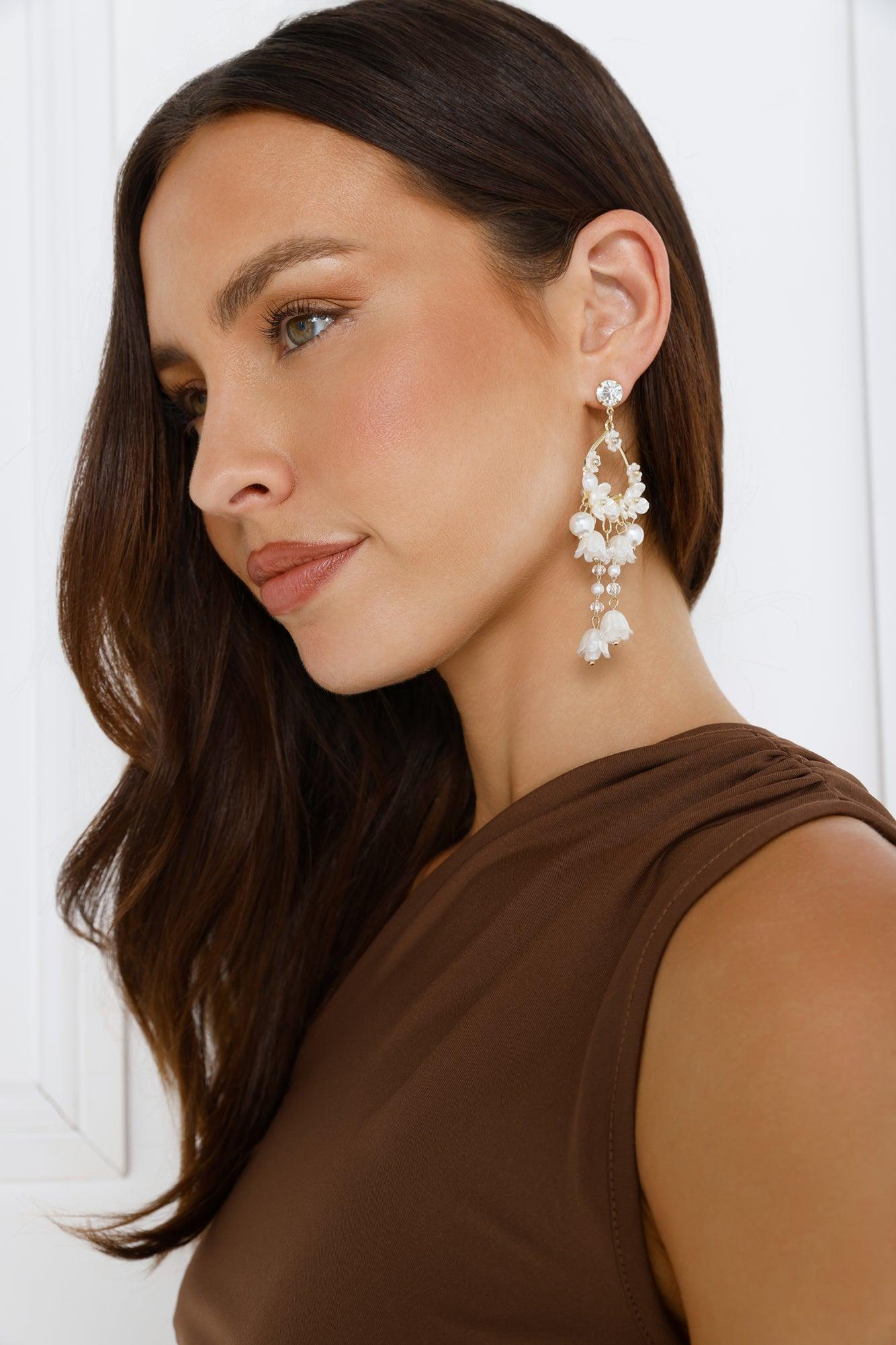 18k Gold Plated Sparkle Pearl Earrings Gold Product Image