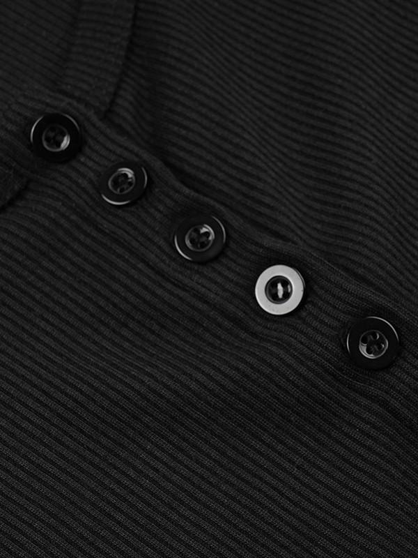 Short Sleeve Button Up Ribbed Top Product Image