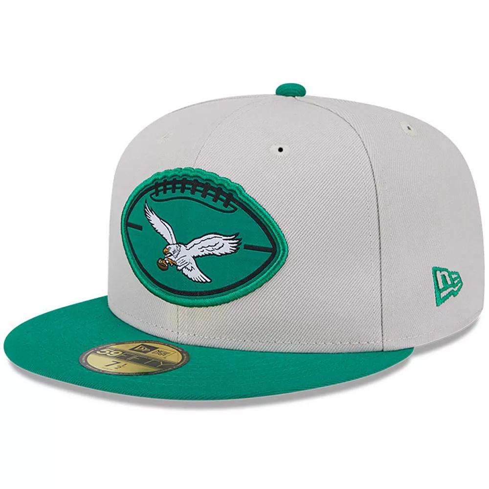 Men's New Era Stone/Kelly Green Philadelphia Eagles 2024 Sideline Historic 59FIFTY Fitted Hat,  Product Image