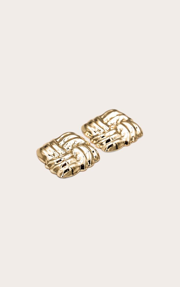 Gold Large Quilted Stud Earrings Product Image
