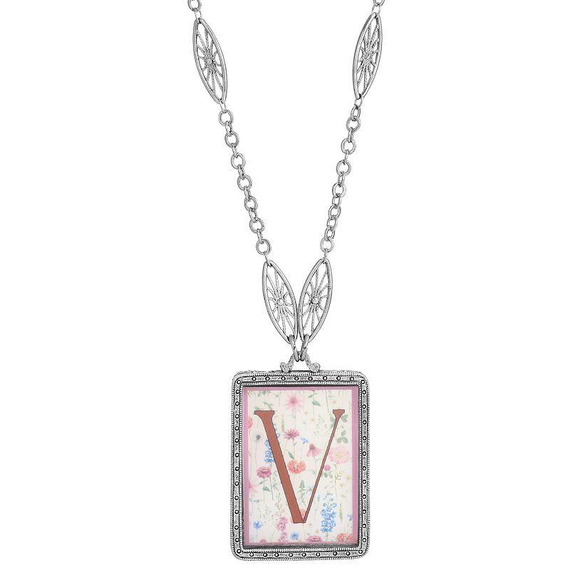 1928 Floral Motif Initial Pendant, Womens, G Product Image