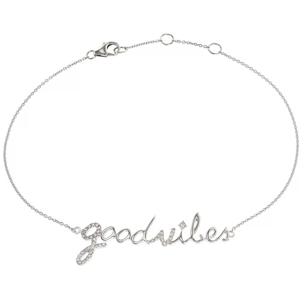 Luxle 14k White Gold 1/10 Carat T.W. Diamond "Good Vibes" Bracelet, Women's Product Image