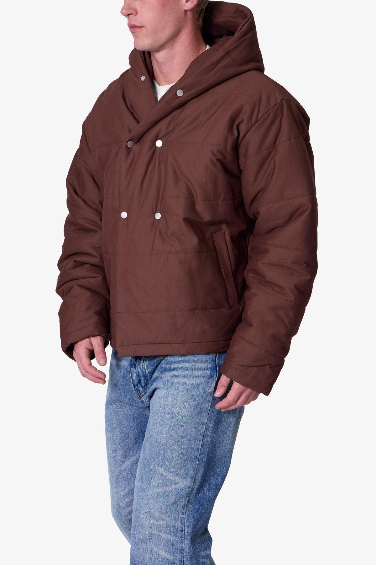 Crossed Trench Puffer Jacket - Brown Product Image
