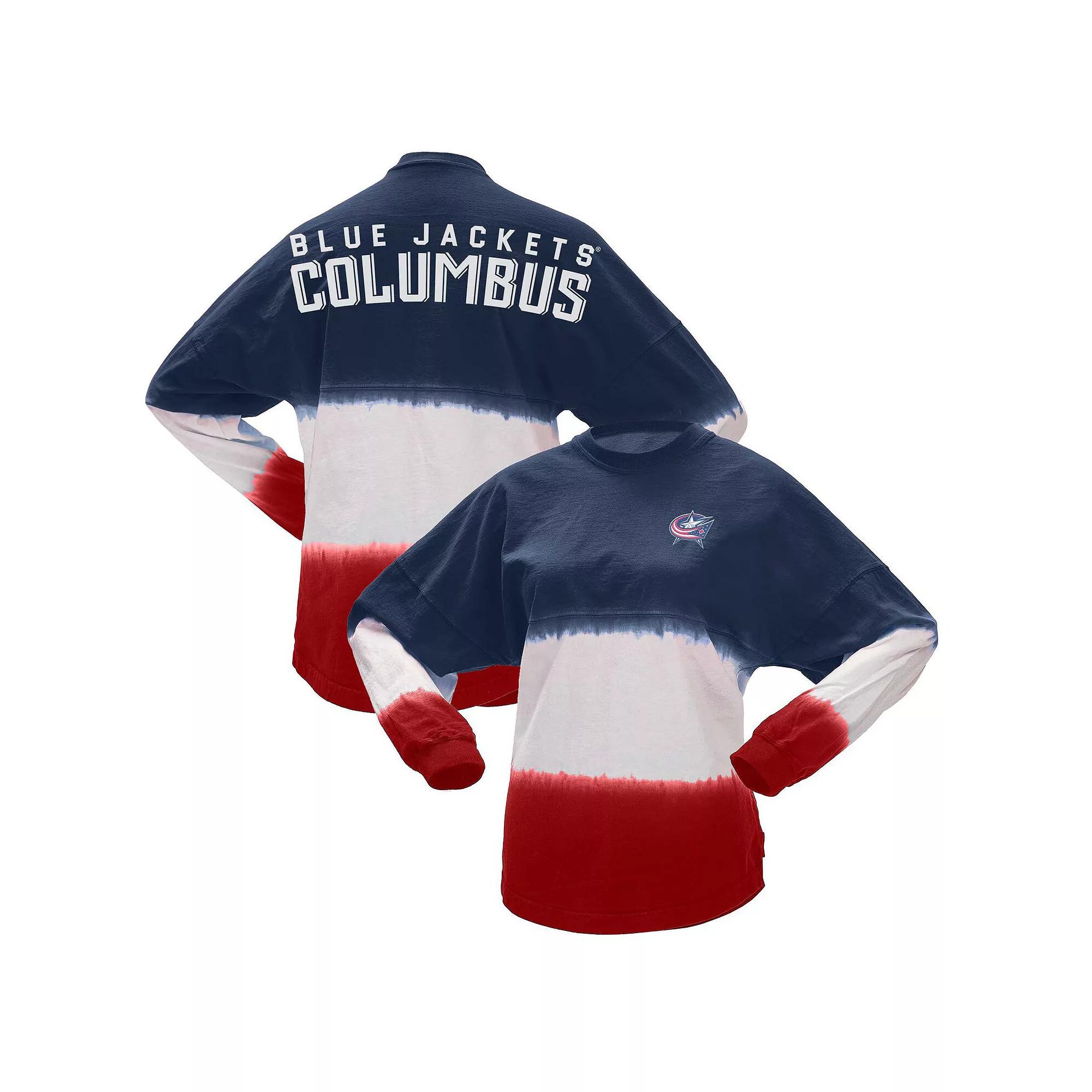 Women's Fanatics Branded Navy/Red Columbus Blue Jackets Ombre Long Sleeve T-Shirt, Size: Small Product Image