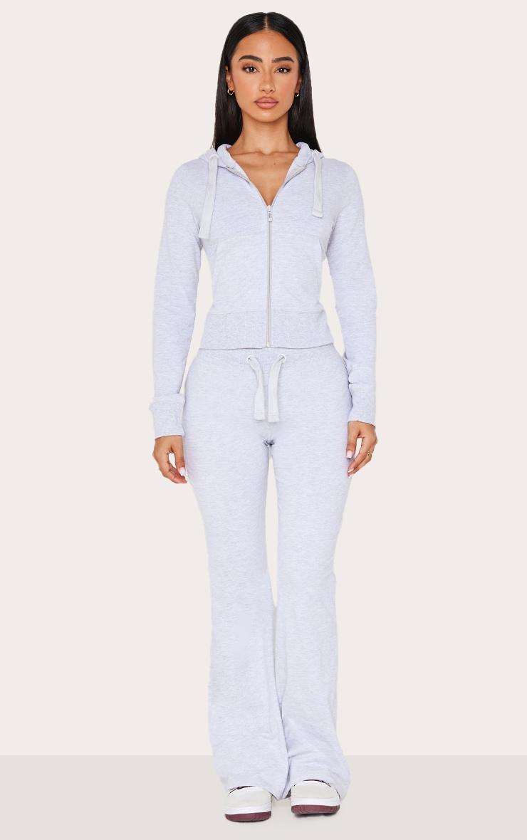 Petite Grey Marl Zip Up Fitted Track Top Product Image