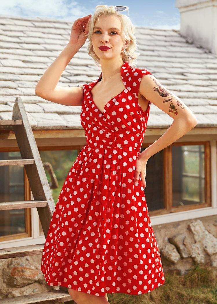 Dotted Darling Fit & Flare Dress Product Image