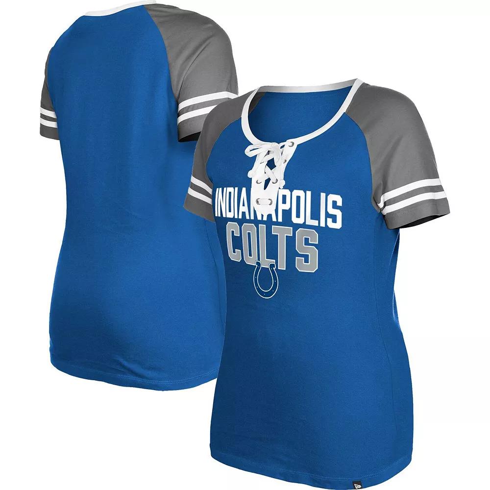 Women's New Era Royal Indianapolis Colts Raglan Lace-Up T-Shirt,  Product Image