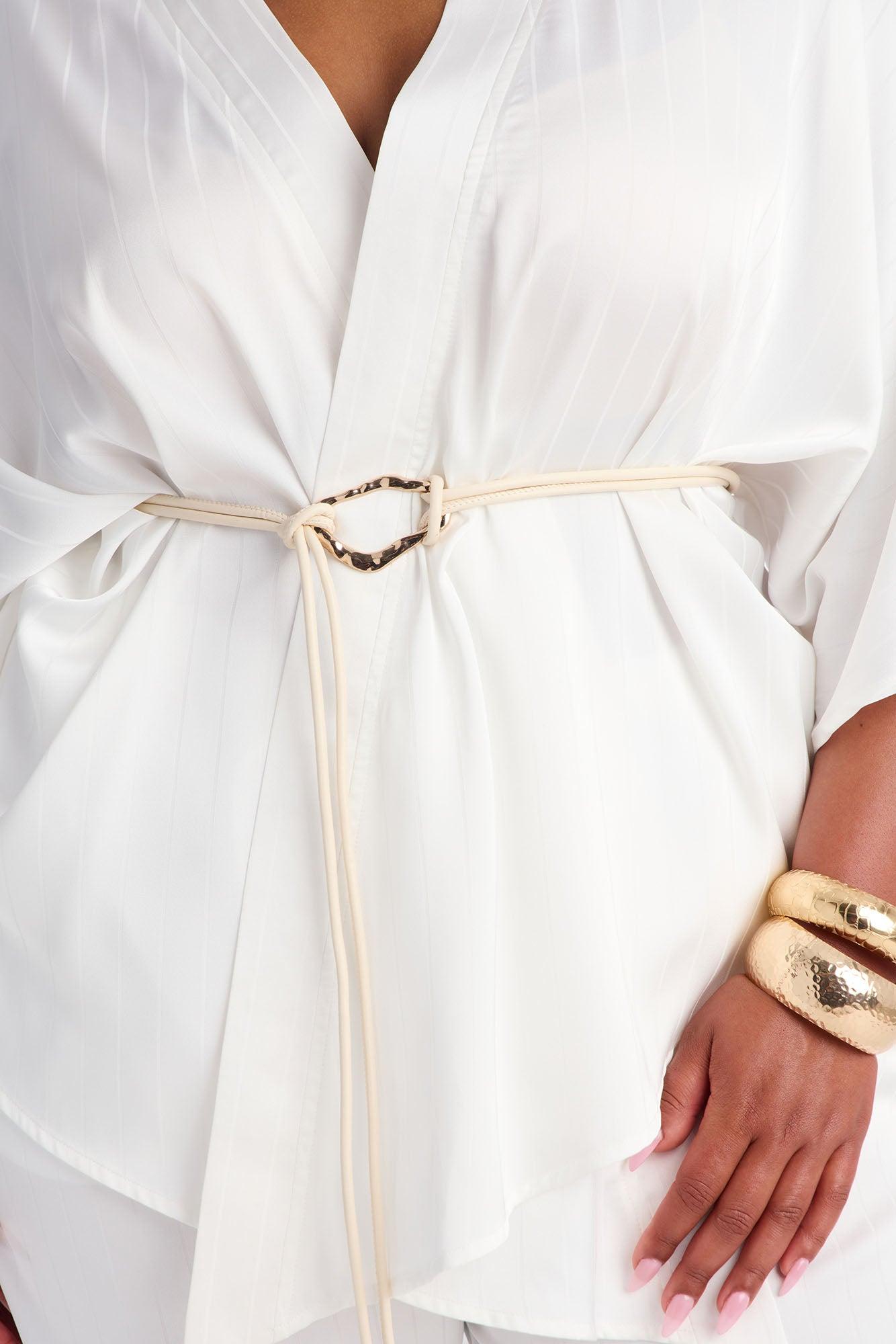 Draped In Elegance Satin 3 Piece Pant Set - Ivory Female Product Image