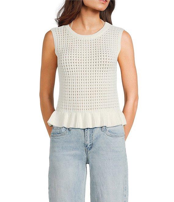 Papermoon Sweater Knit Scoop Neck Sleeveless Ruffle Hem Top Product Image