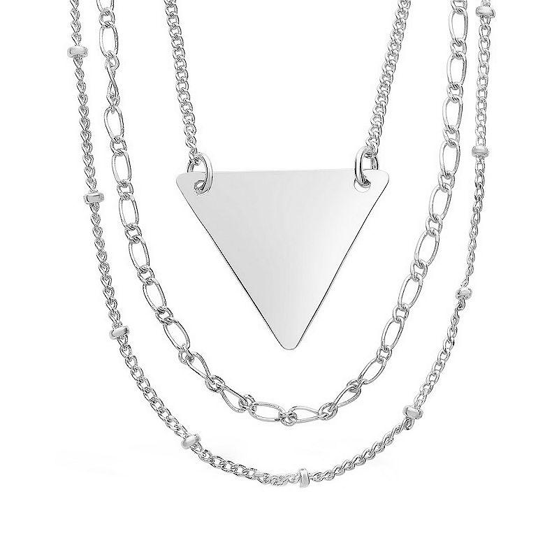 MC Collective Triple Chain Layered Triangle Necklace, Women's, Silver Tone Product Image