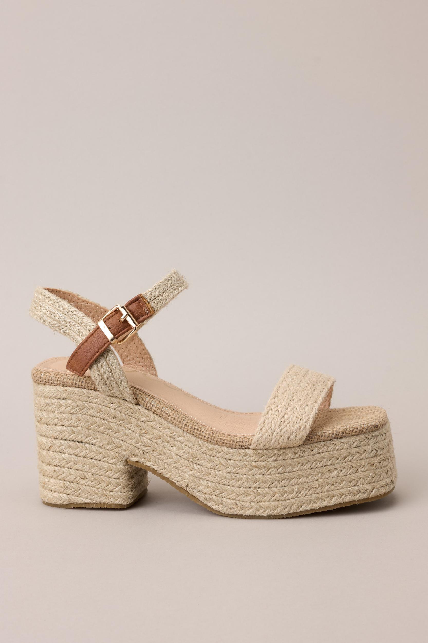 Summer Serenade Natural Espadrille Platform High Heel Sandals Product Image