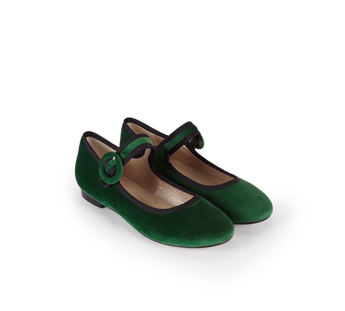 Merceditas Mary Jane In Green Velvet Product Image
