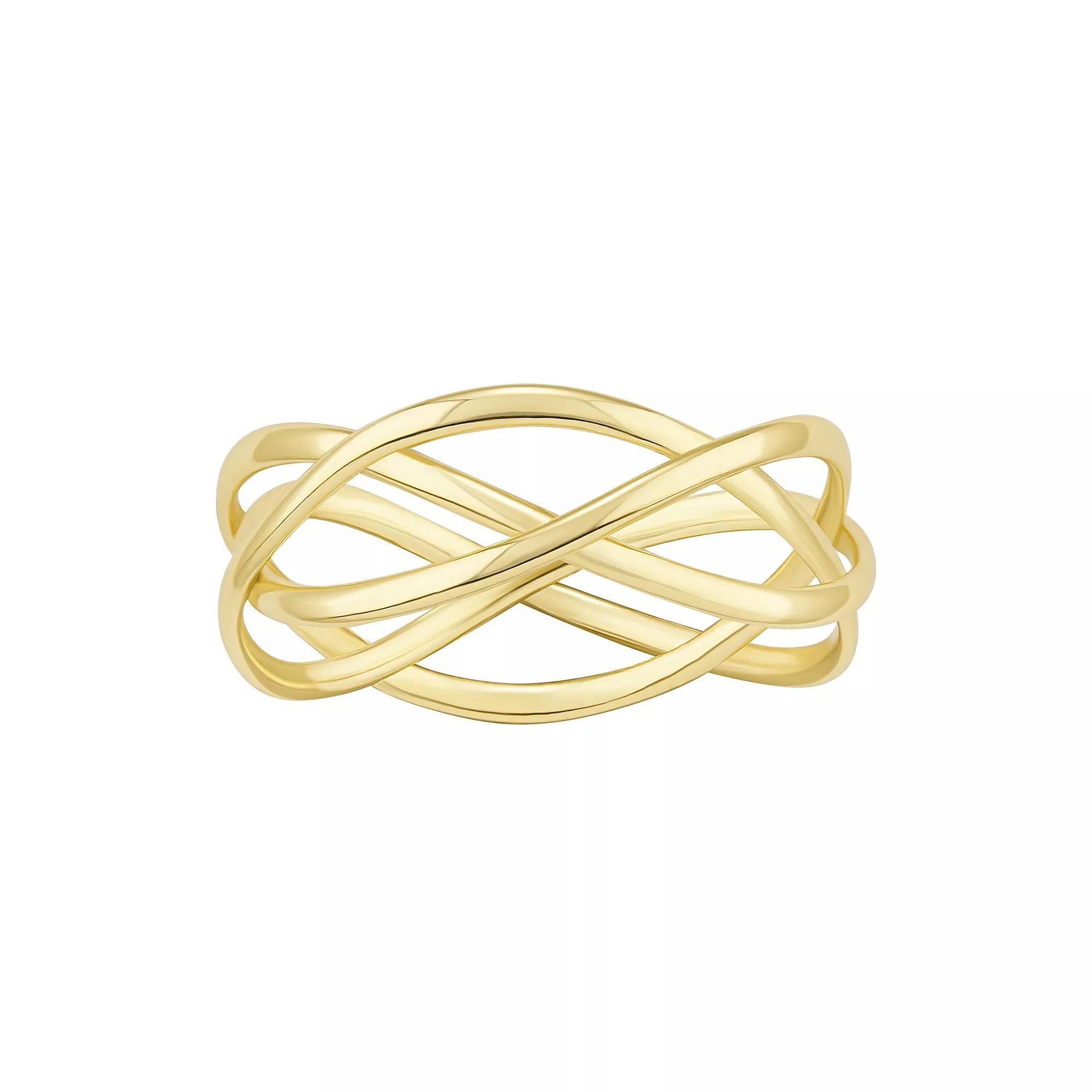 PRIMROSE 24k Gold Over Silver Plated Polished Twist Band Ring, Women's, Size: 9, Gold Tone Product Image