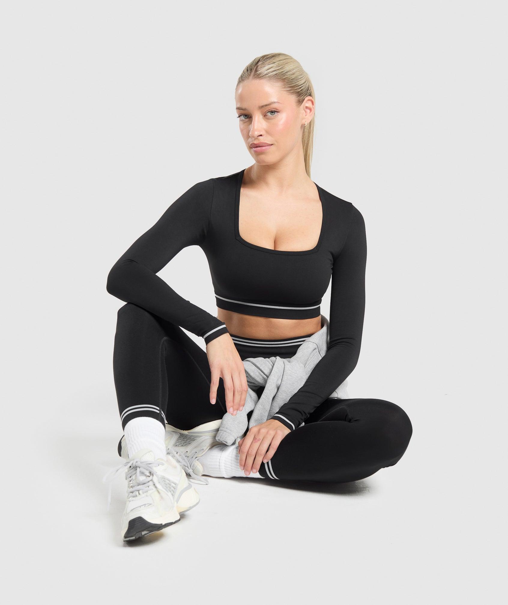 Gymshark Contrast Seamless Crop Top - Black Female Product Image