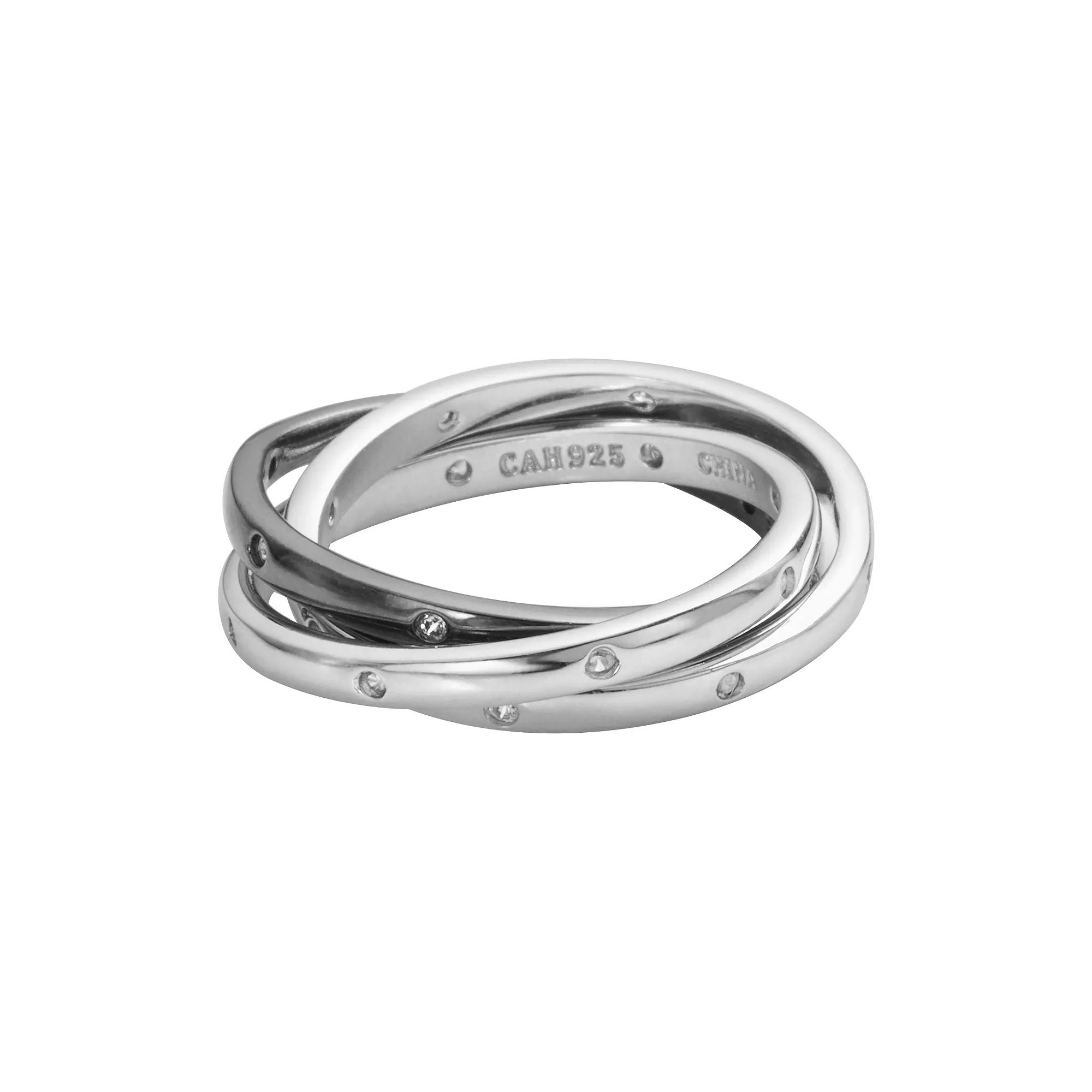 Sophie Miller Black & White Rhodium-Plated Sterling Silver Cubic Zirconia Interlocking Ring, Women's, Size: 6 Product Image