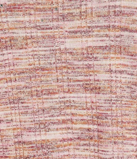 Allison Daley Embellished Blush 3/4 Sleeve Crew Neck Knit Top Product Image