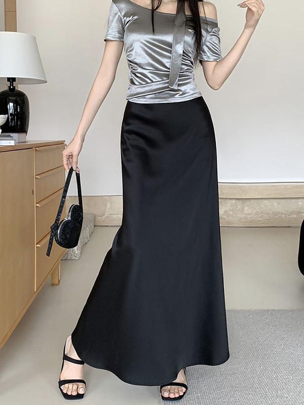 Mermaid Elasticity Solid Color Skirts Bottoms Product Image