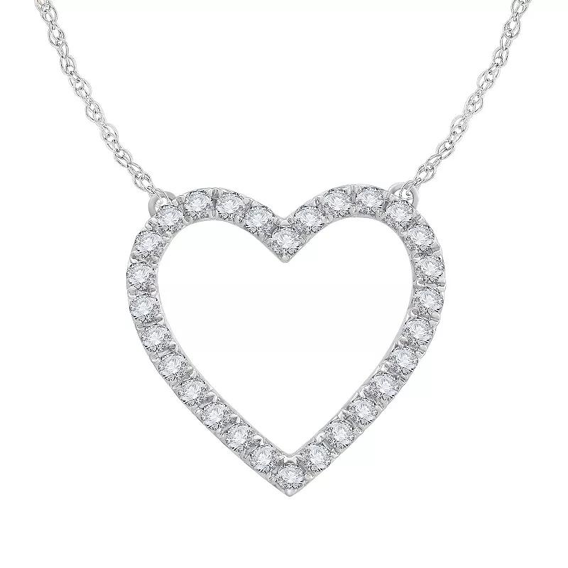 Diamond Medley 14k White Gold 1/2 Carat T.W. Lab-Grown Diamond Heart Necklace, Womens 14k Whgold Product Image
