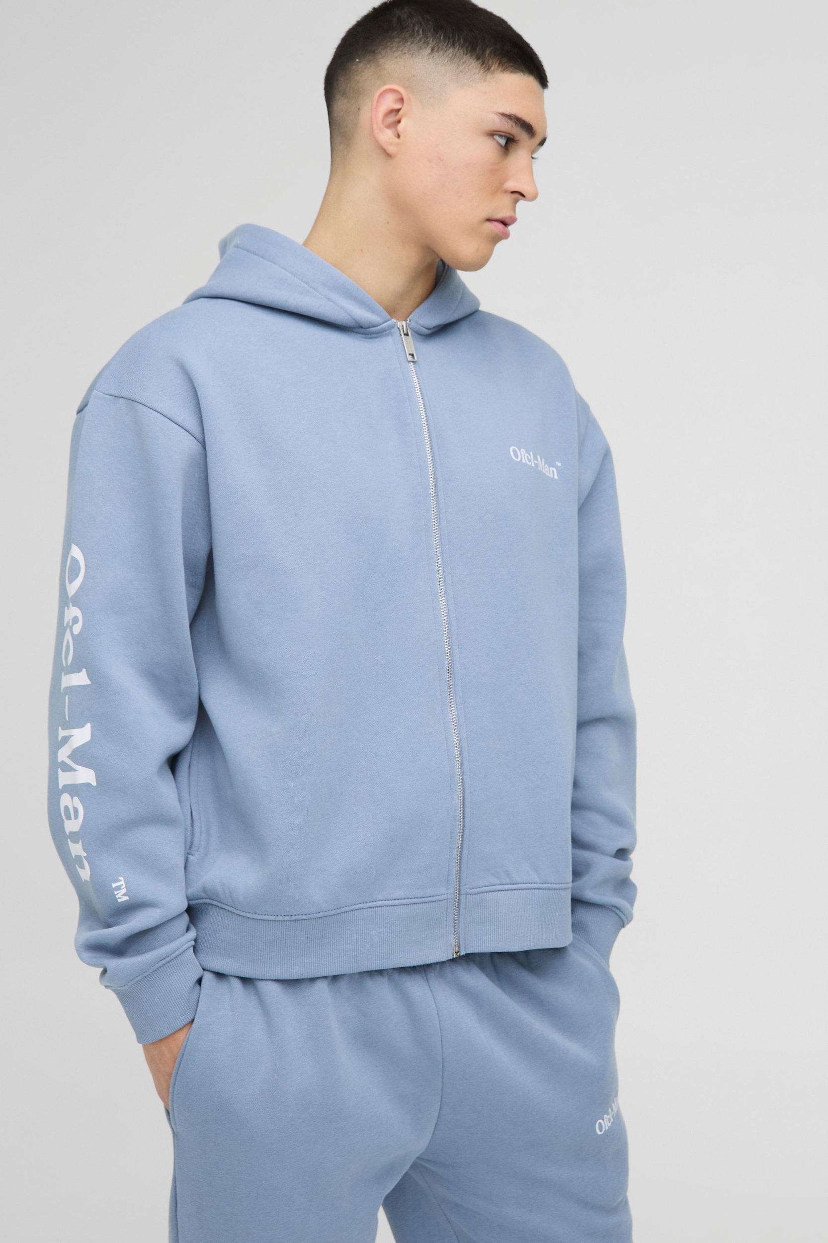 Oversized Boxy Ofcl Man Zip Hooded Tracksuit | boohooMAN USA Product Image