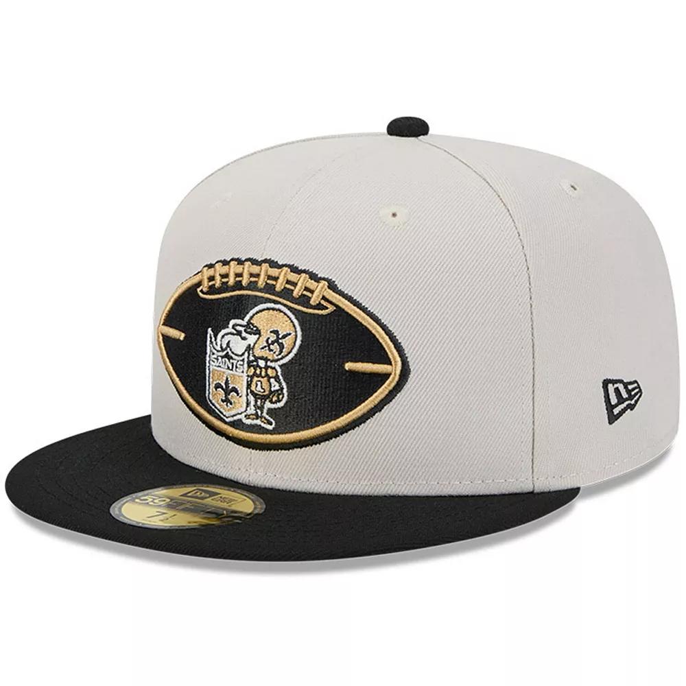 Men's New Era Stone/Black New Orleans Saints 2024 Sideline Historic 59FIFTY Fitted Hat,  Product Image