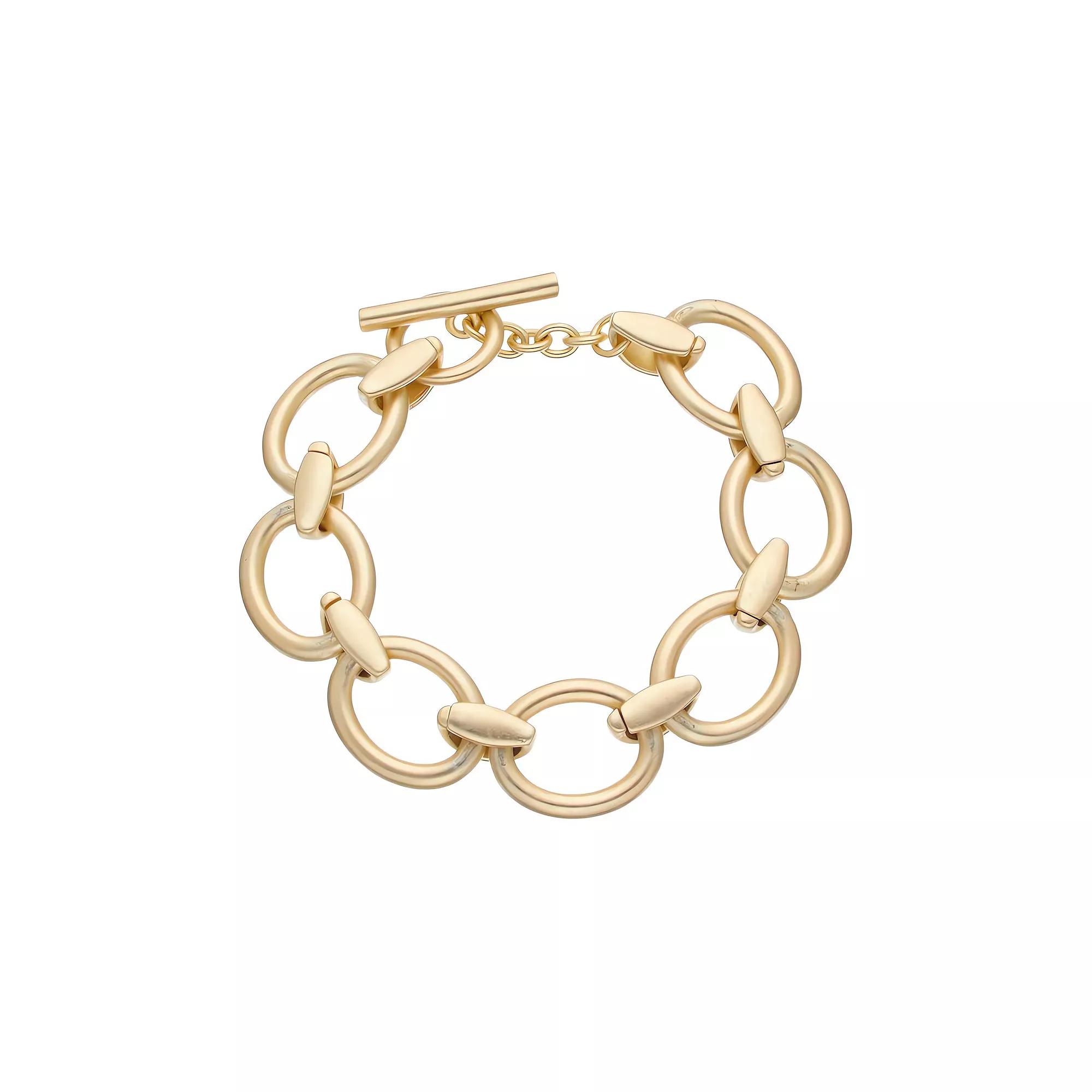 Juvell 18k Gold Plated Large Links Bracelet, Women's, Size: 7", Gold Tone Product Image