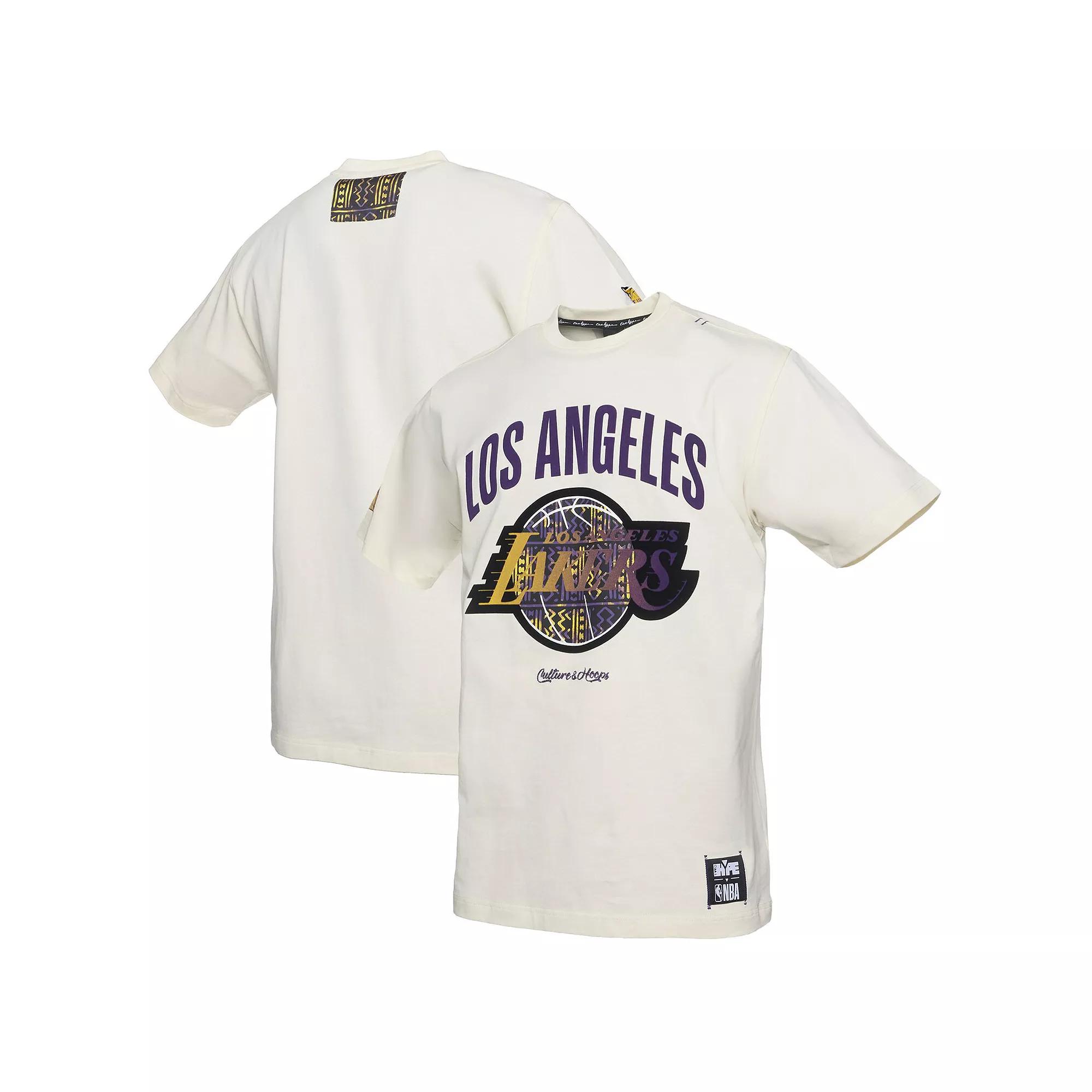 Men's NBA x Two Hype  Cream Los Angeles Lakers Culture & Hoops Collection Premium T-Shirt, Size: Large, Beige Product Image