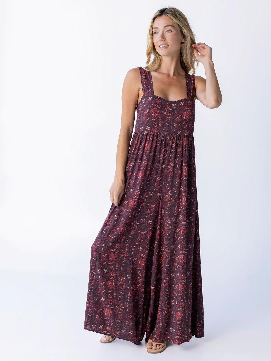 Tricia Jumpsuit - Brown Rust Floral Product Image