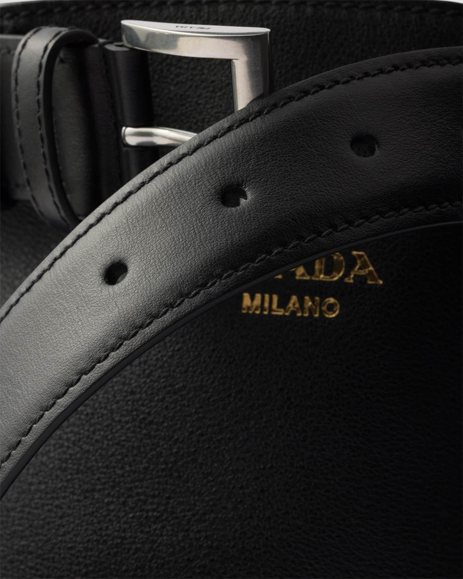 Buckle Leather Bucket Bag with Belt Product Image