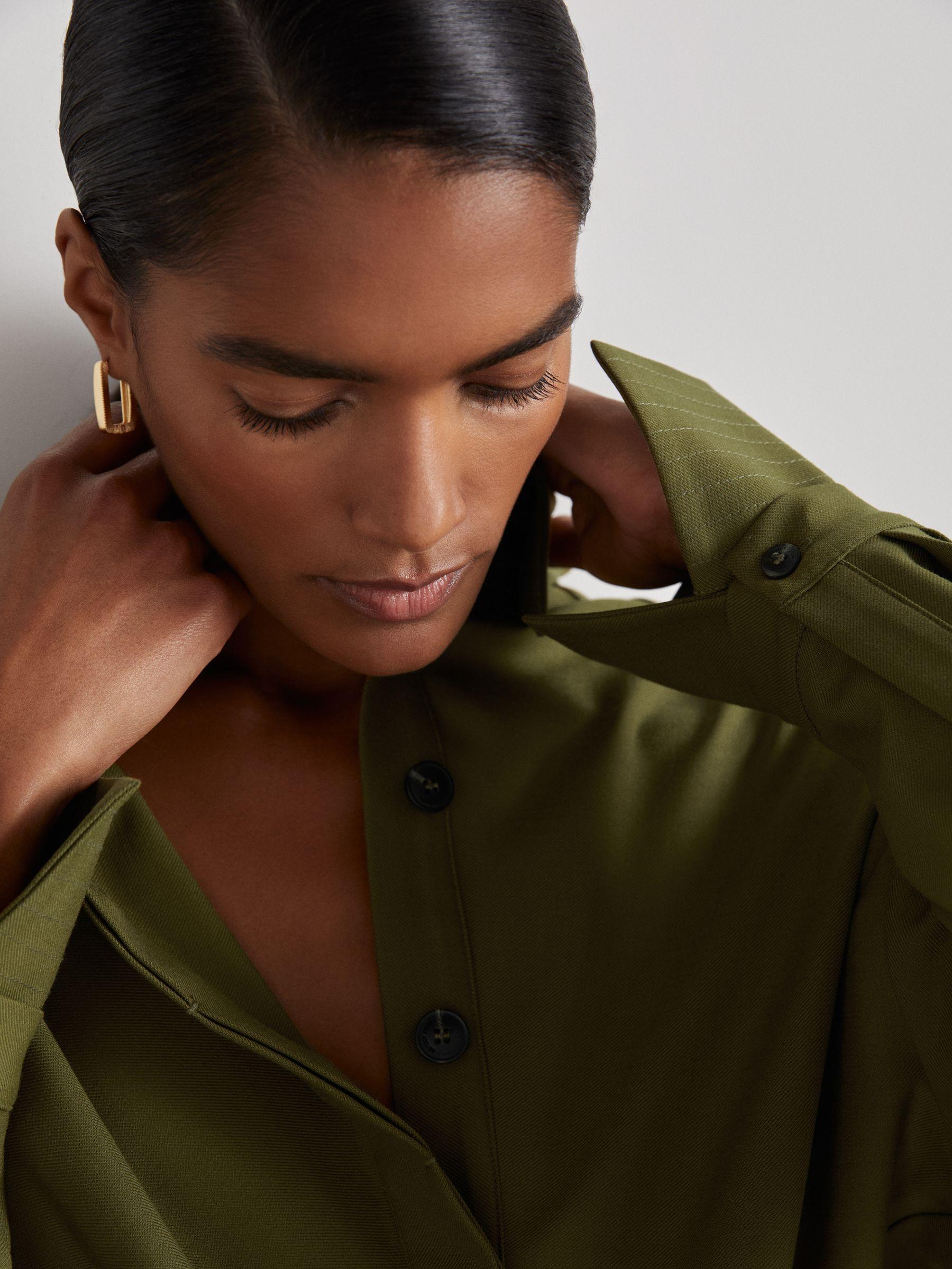 Atelier Draped Shirt Dress with Wool in Khaki Product Image