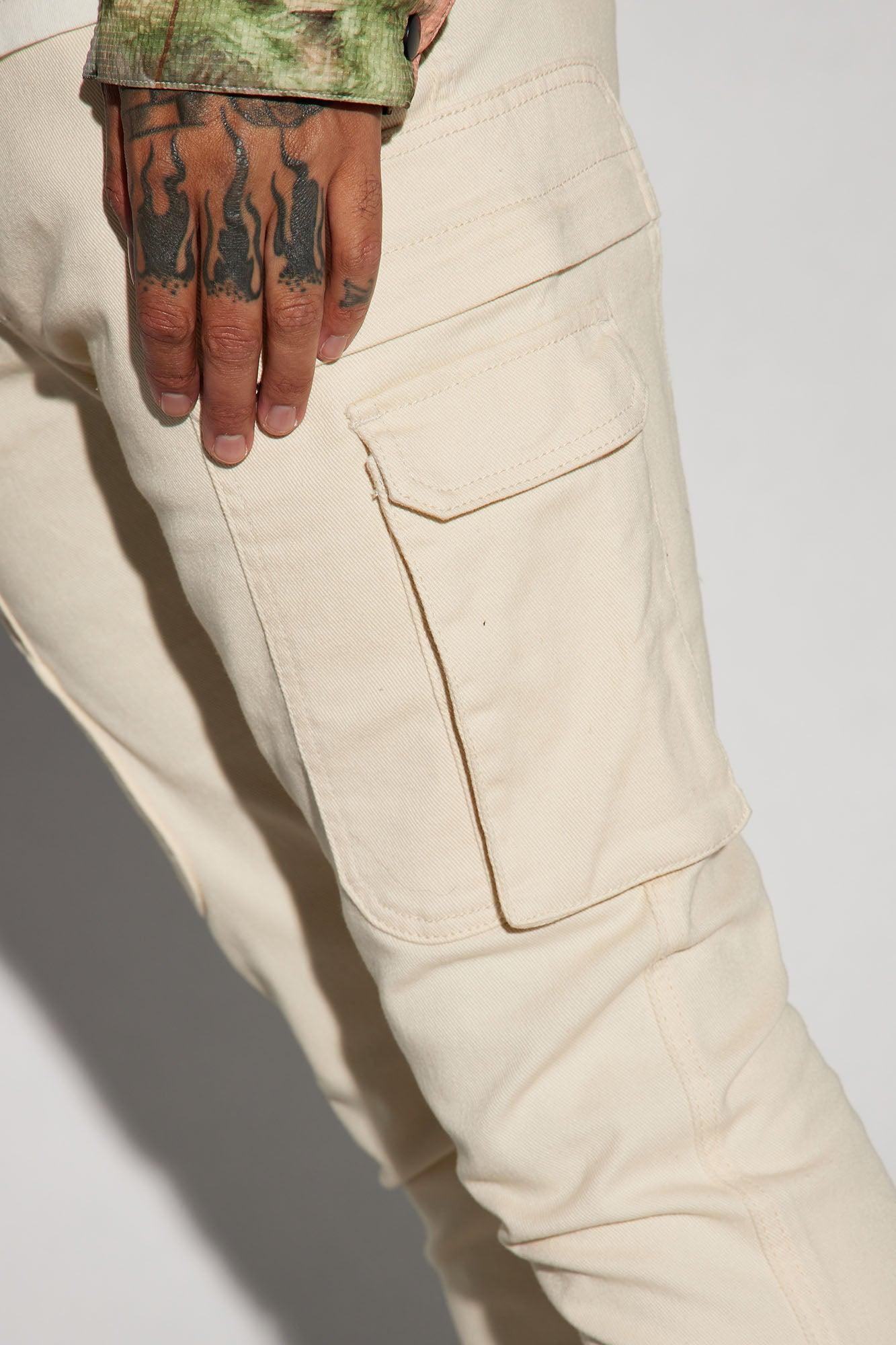 On A Good One Stacked Skinny Flare Jeans - Cream Product Image