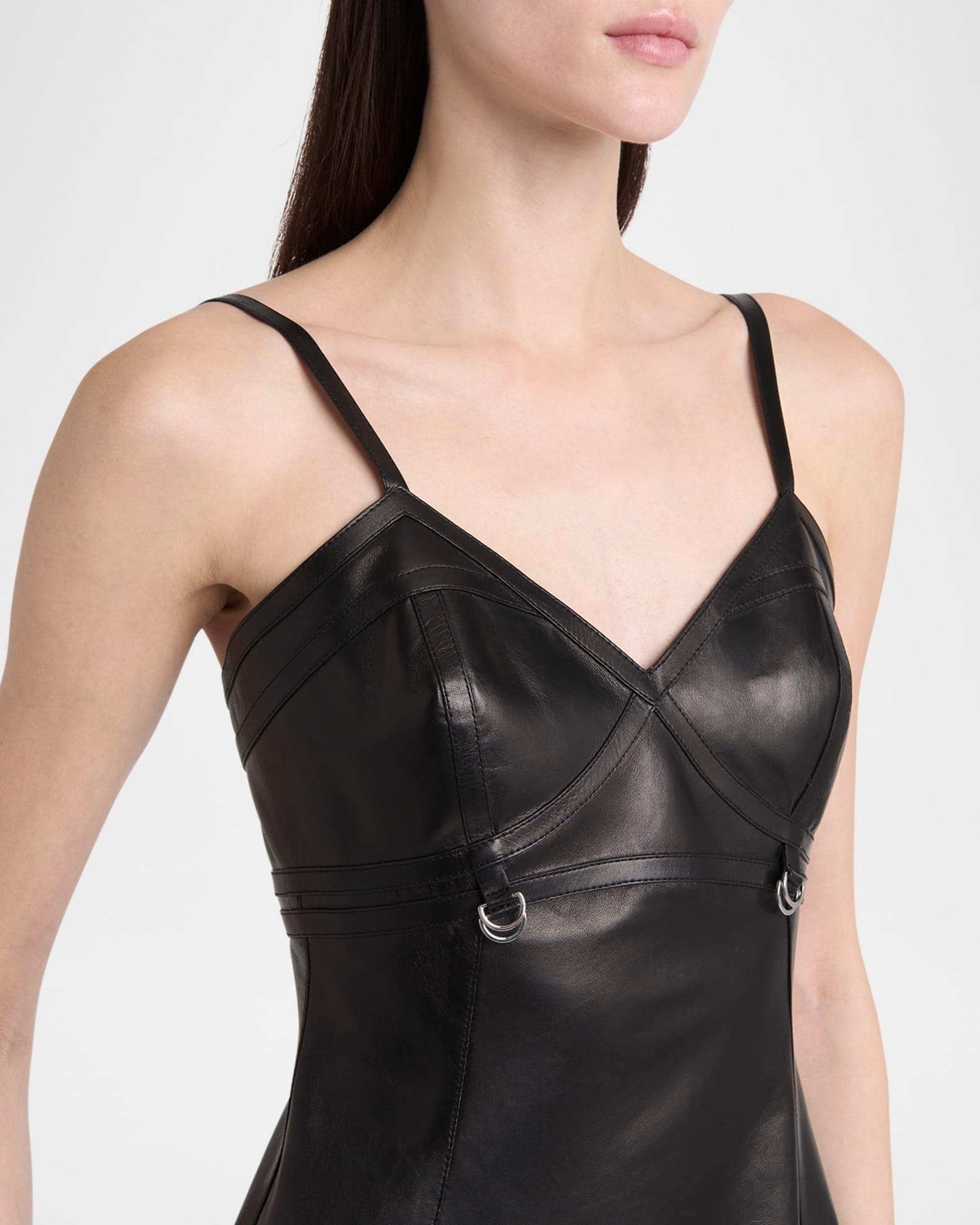 Asymmetric Draped Leather Dress Product Image