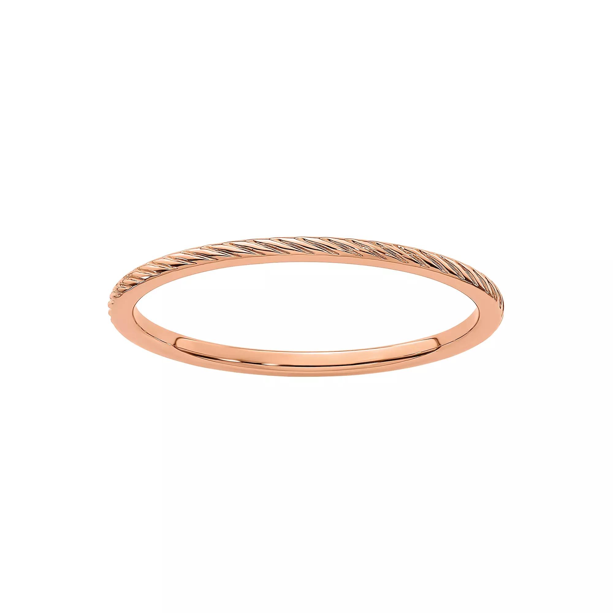 Stacks & Stones 10k Gold 1.2 mm Twisted Wire Pattern Stackable Band, Womens, Pink Product Image
