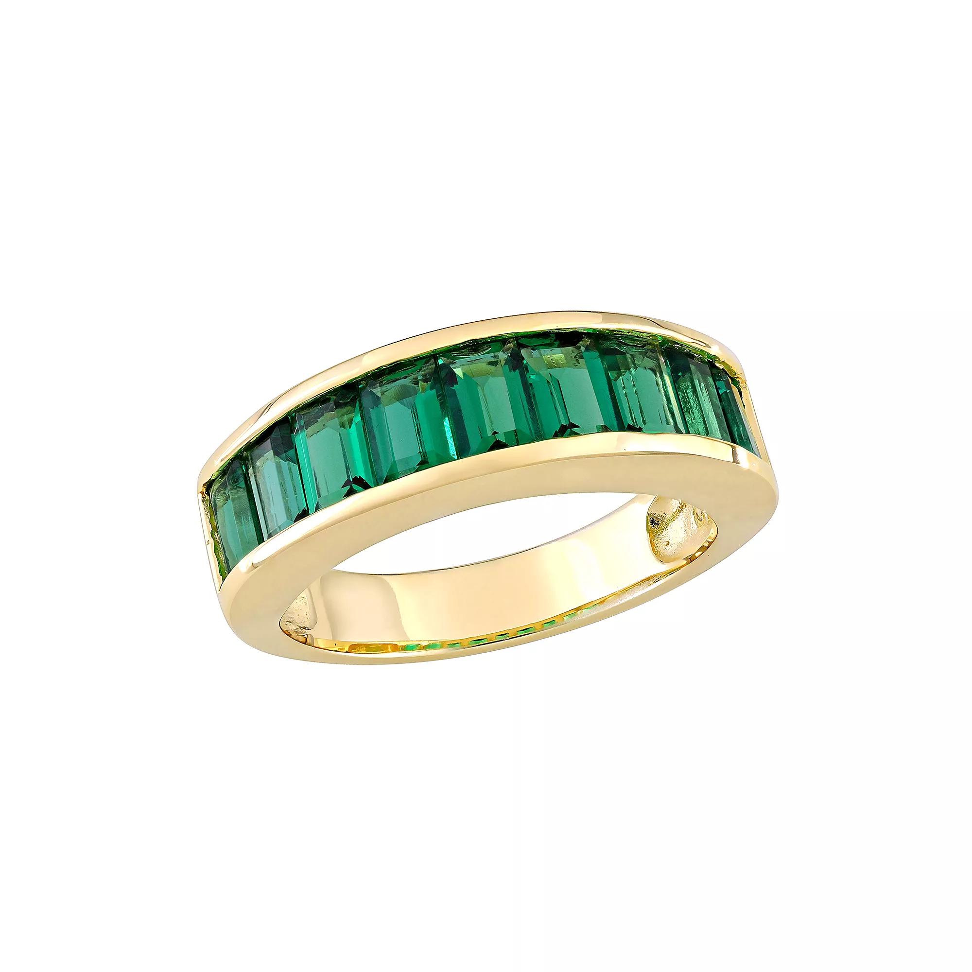 Stella Grace 18k Gold Over Silver Lab-Created Emerald Anniversary Band, Womens Sterling Product Image