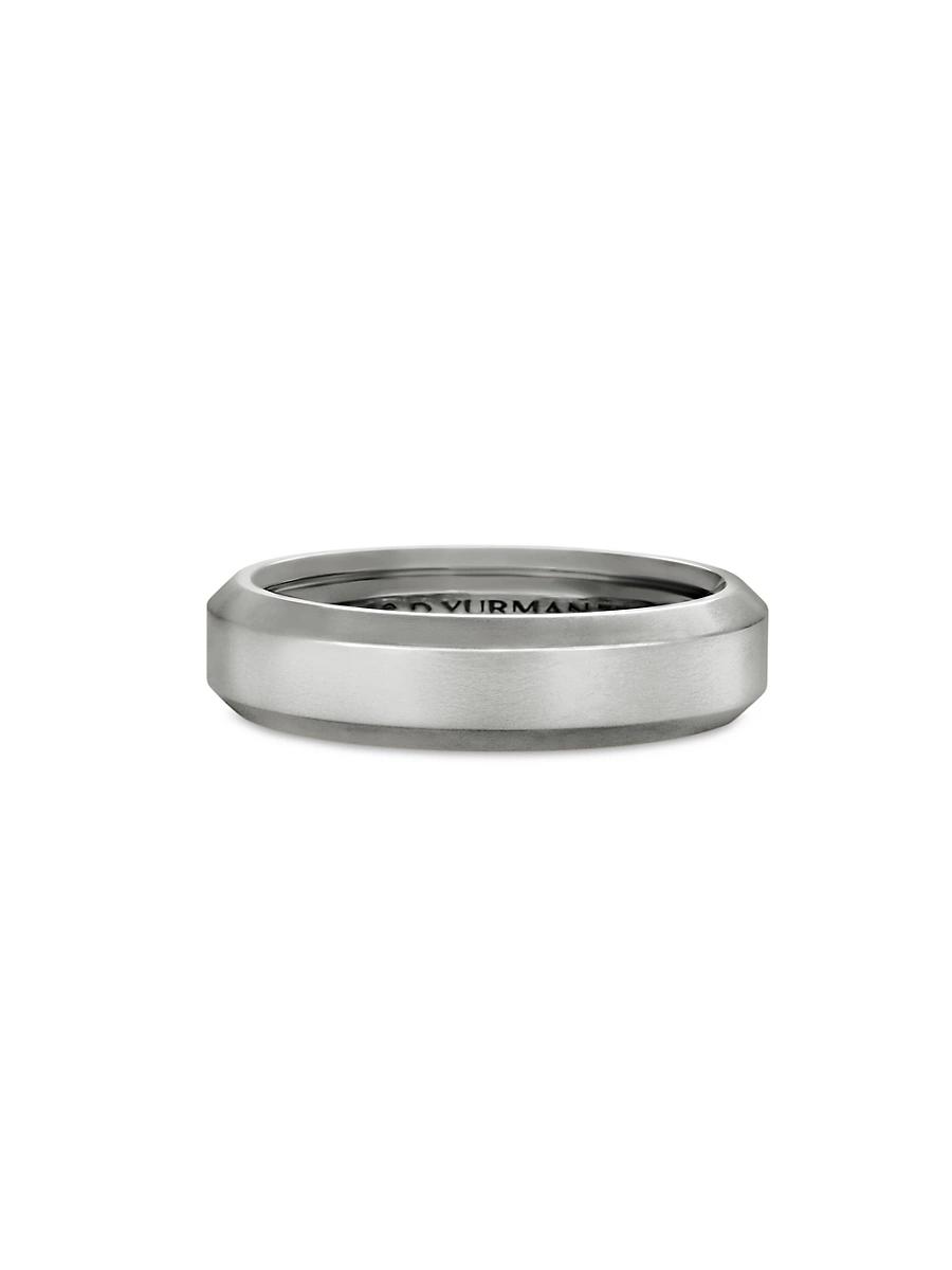 Mens Beveled Band Ring in 18K White Gold Product Image